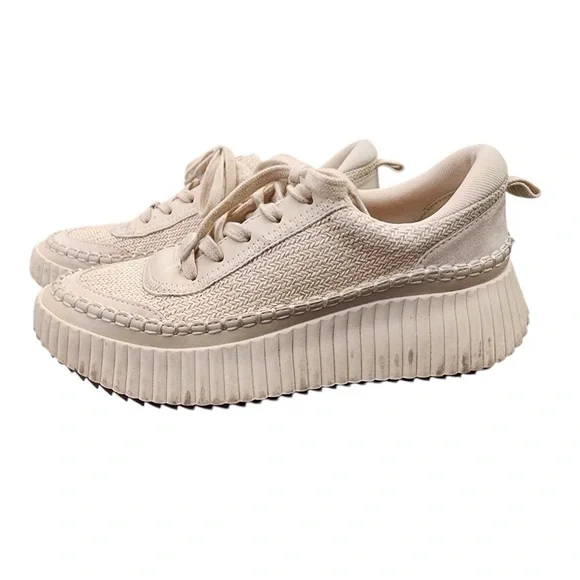 DOLCE VITA Dannis Cream Sneakers Shoes Woven Stitching 8M Casual Modern Platform - Picture 7 of 16